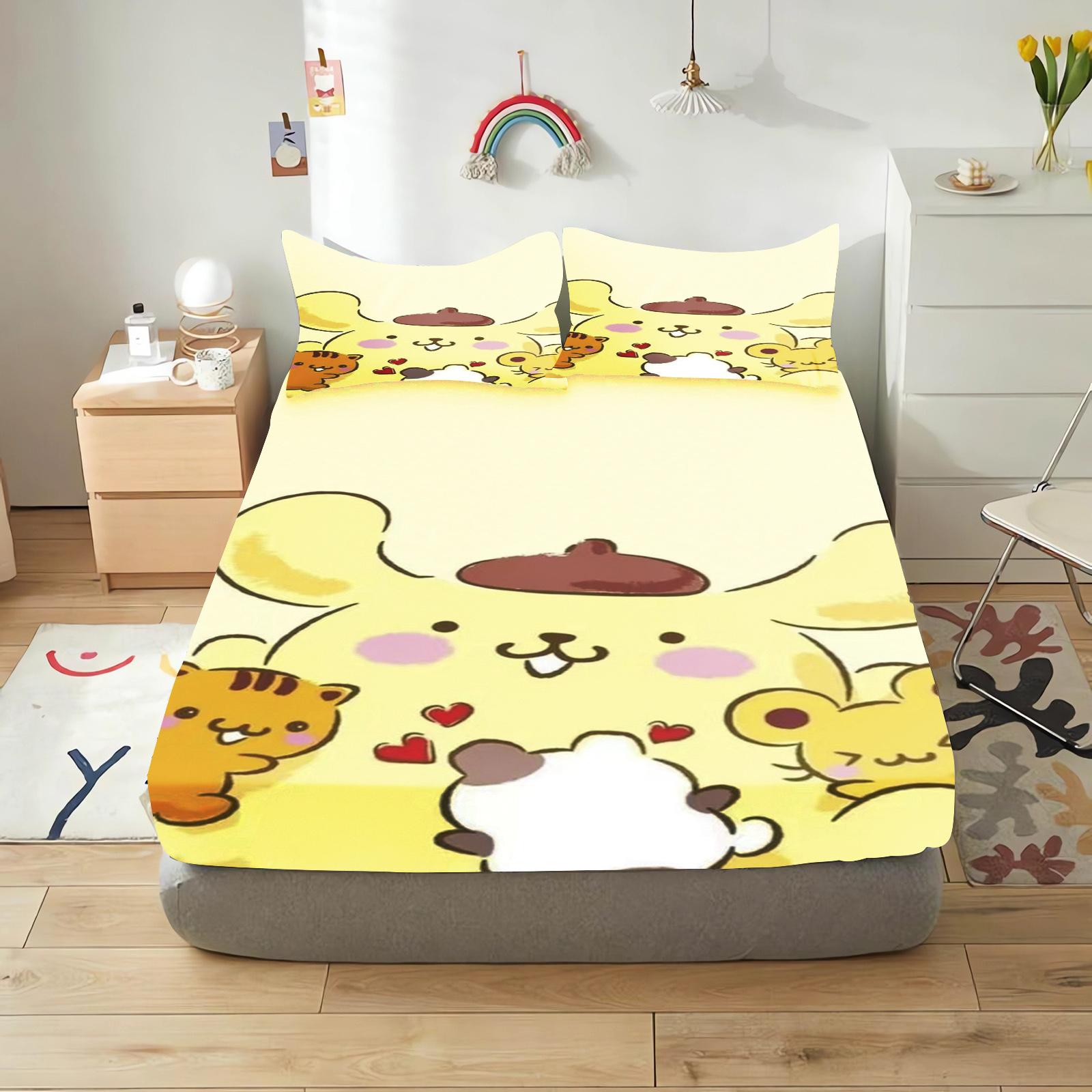

Pudding Dog Fitted Sheet Children, Sanrio Cartoon Coverage, Baby Teenager Sheets Cover, Elastic Bedding, Cute Digital Printing 90x190cmx25cm