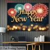 2D Gold Happy New Year Backdrop Colorful Fireworks Celebration Photo Background