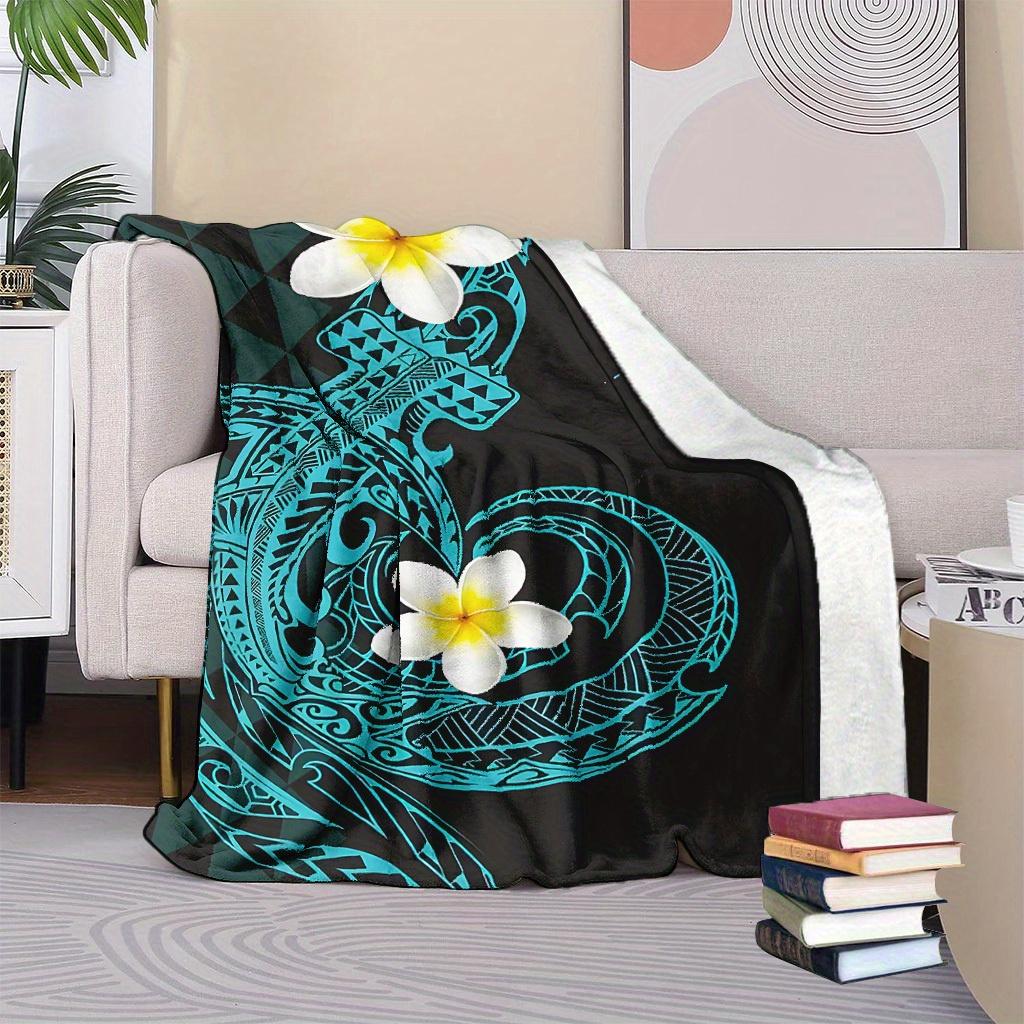 Hawaiian Tribal Tattoo Designs Blanket for Sofa Bed Travel Camping Living Room Office Conditioning Blanket for All Seasons Gifts
