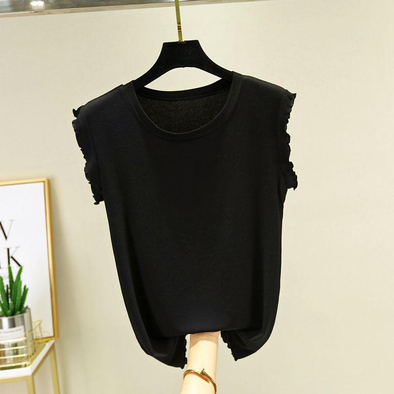 

Modal Sleeveless Tops Women s Summer Crew Neck Inner Thin plus Size Vest Solid Color Versatile Slim-Fit Bottoming Shirt Black XL (60.00 kg-70.00 kg recommended
