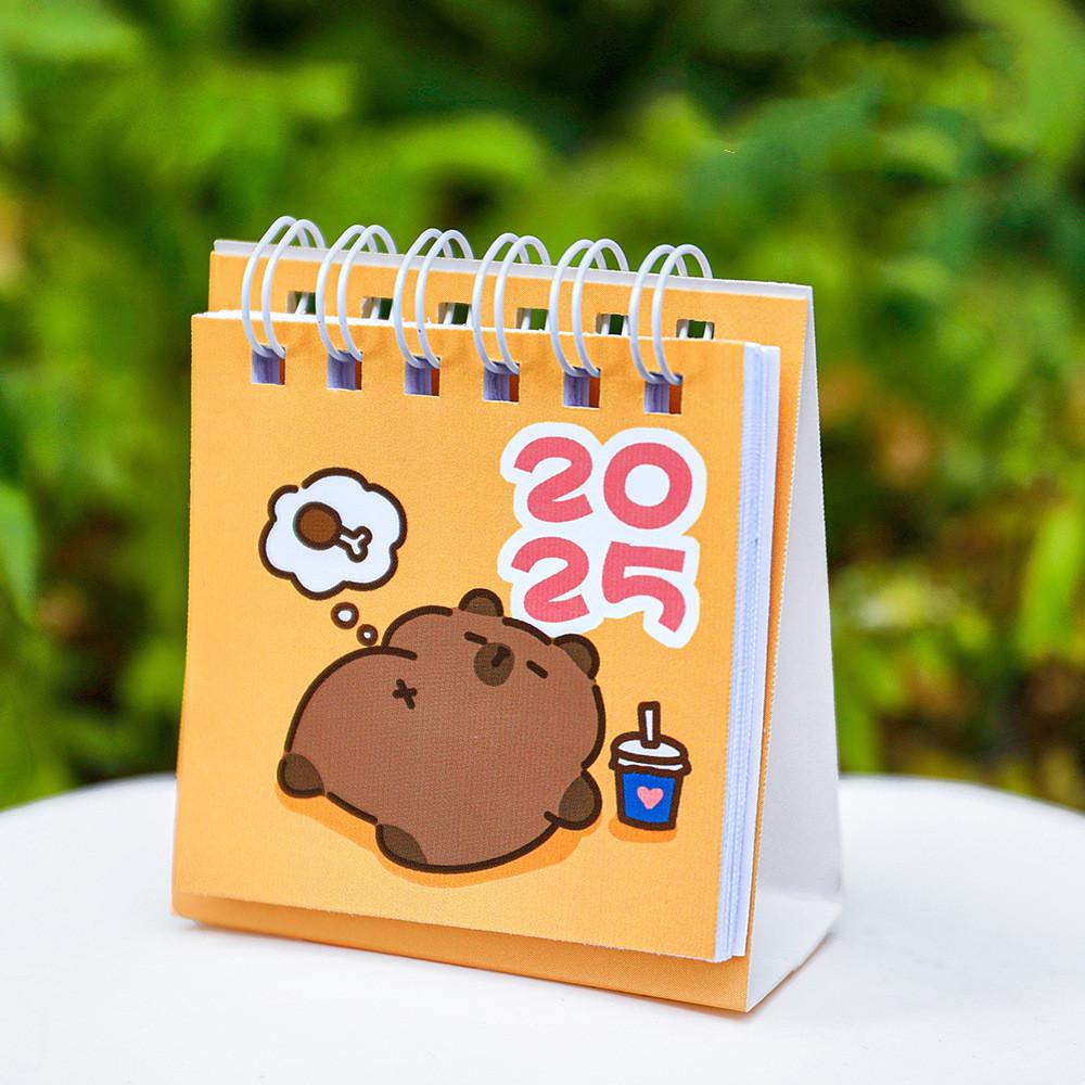 Kawaii Mini liten skrivebordskalender juli 2024 til desember 2025 Pocket Bærbar kartongkalender Punch Plan Kontor Skrivebordsdekorasjon