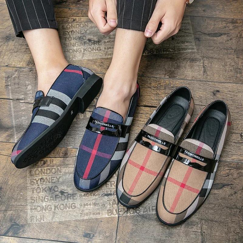 Mens Dress Designer Shoes Plaid Leather 2024 Fashion Handmade Wedding Party Luxury Brand Shoes Men Loafers Oxford Shoes Male 48