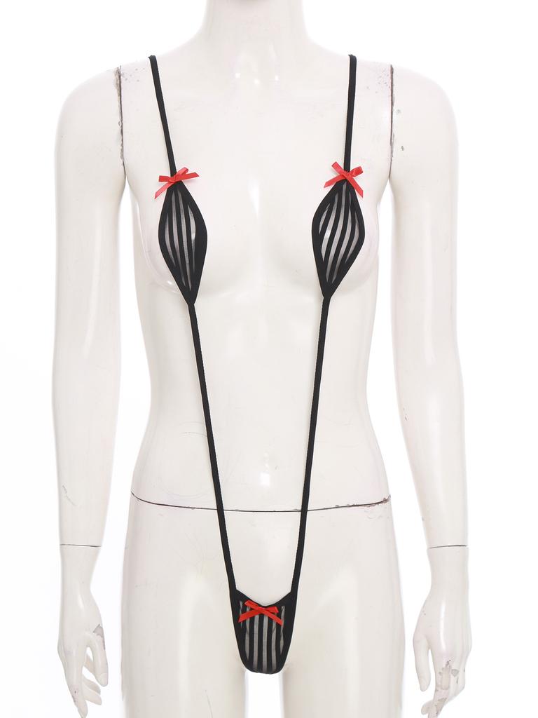 Damen Mikro-Bikini Neckholder Body T-Rücken Monokini Badebekleidung Nachtwäsche