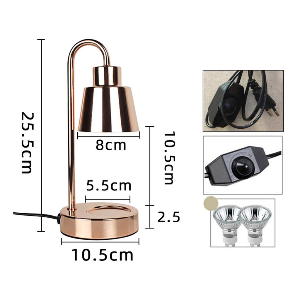 Lámpara de mesa con calentador de velas para decoración del hogar, dormitorio, color negro