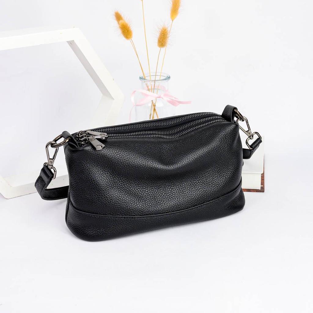 2025 Women's Genuine Leather Crossbody Bag, Multi-Layer Zipper, Large Capacity Cowhide Shoulder Bag for Moms