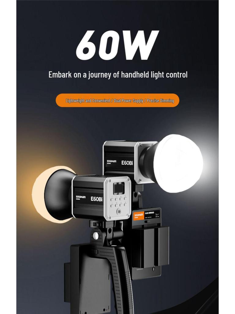 8SOULMATE E60Bi60W Handheld Portable Outdoor Photography Fill Light