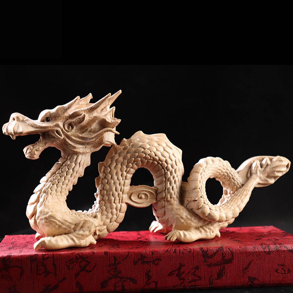 Table Decoration & Accessories Wood Dragon Statue Sculpture Figurine Desktop Ornaments Decoration Dragon Carved Figurine