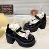High Heel Sweet Bow High Heel Single Mary Jane Shoes Women's Bow Single Shoes Women's Autumn Mary Jane Vintage Thick