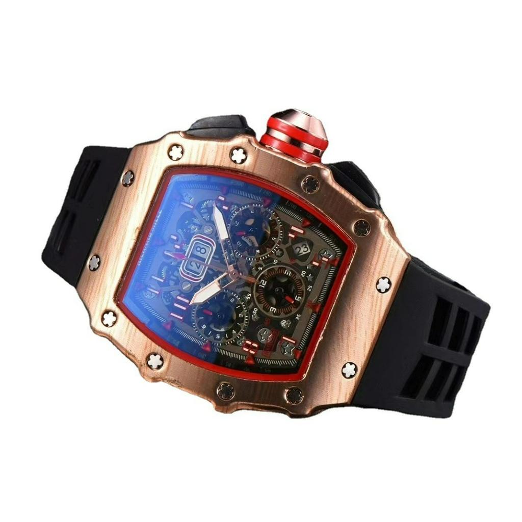 Barrel-shaped Six-needle Running Seconds Wood Grain Watch Business Imitation Carbon Fiber Grain Quartz Watch