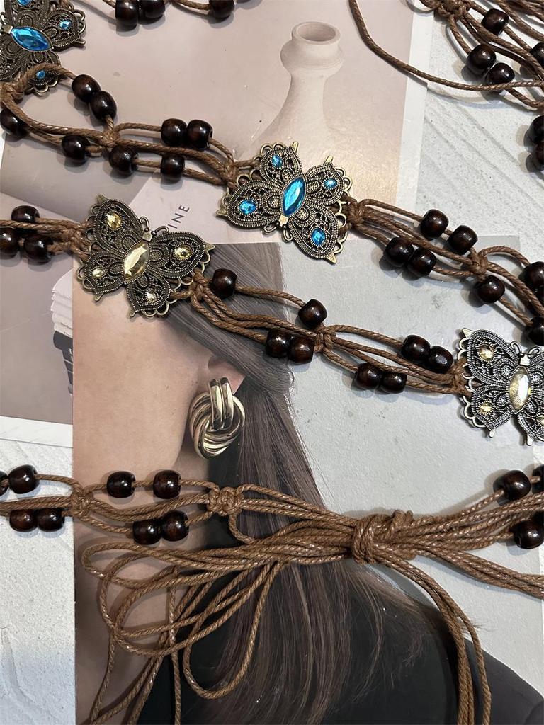 Ceinture de taille ethnique Y2K bohème faite à la main pour femmes – Décoration de robe polyvalente