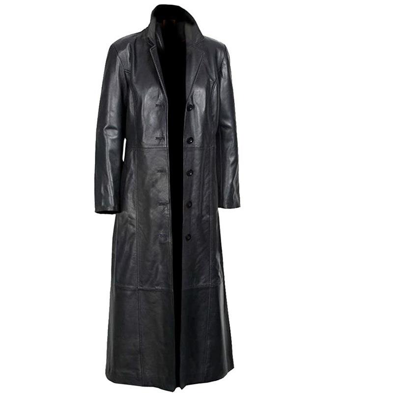 New, large size leather jacket, locomotive men's trench coat leather coat PU