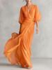 European-American Deep V-neck Romantic Autumn Banquet Puff Sleeve Long Dress