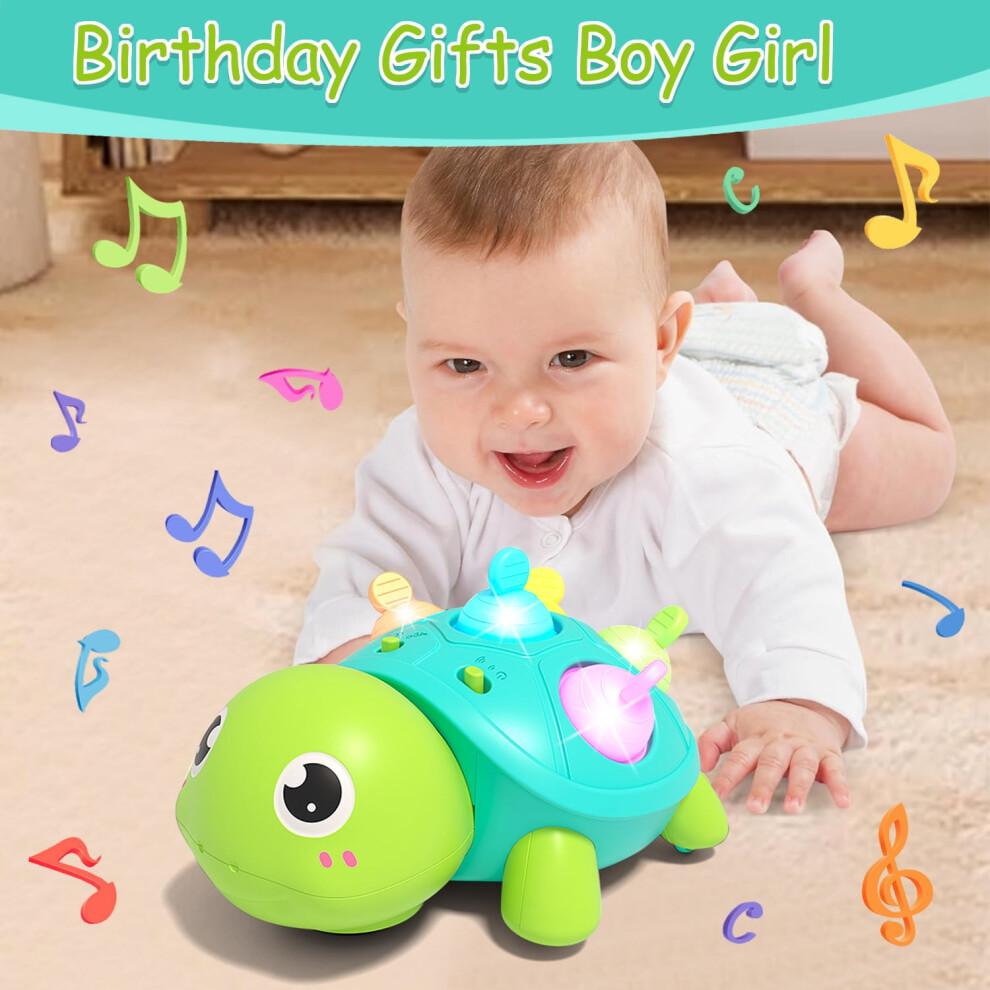 Baby Toys 6-12 Months Musical Turtle Crawling Toy,Infant Development Educational Birthday Gifts 6 7 8 9 10 12 Month 1 Year Old Boy Girl