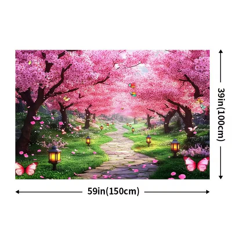 2D Romantická cesta s třešňovými květy Pozadí Květinový tunel Foto pozadí