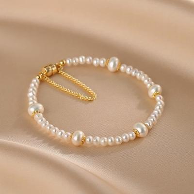 Natural Freshwater Pearl Bracelet French Temperament Beaded Jewelry Design Sense Iron Suction Buckle Bracelet