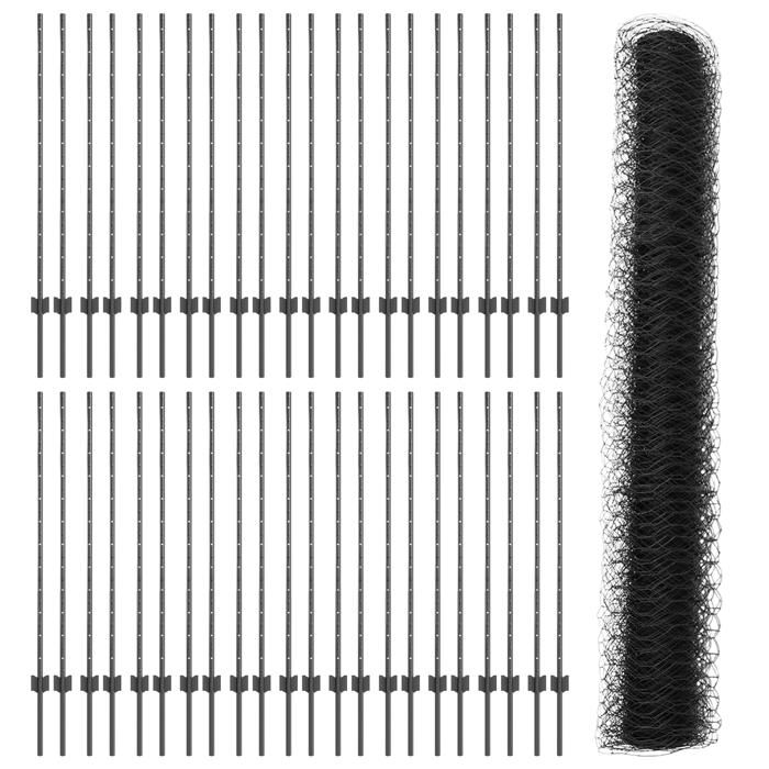 Poteaux de clôture vidaXL 22 pcs U-Channel Gris 120 cm Acier 3336936