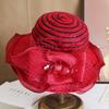 Hat female summer European and American lace breathable sun hat temperament elegant pearl flower bucket hat sun protection sun hat tide