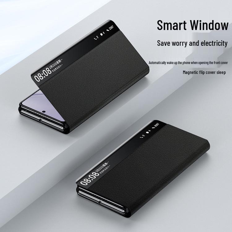 Ultra-Thin Leather Smart Window Case for Huawei Mate X5