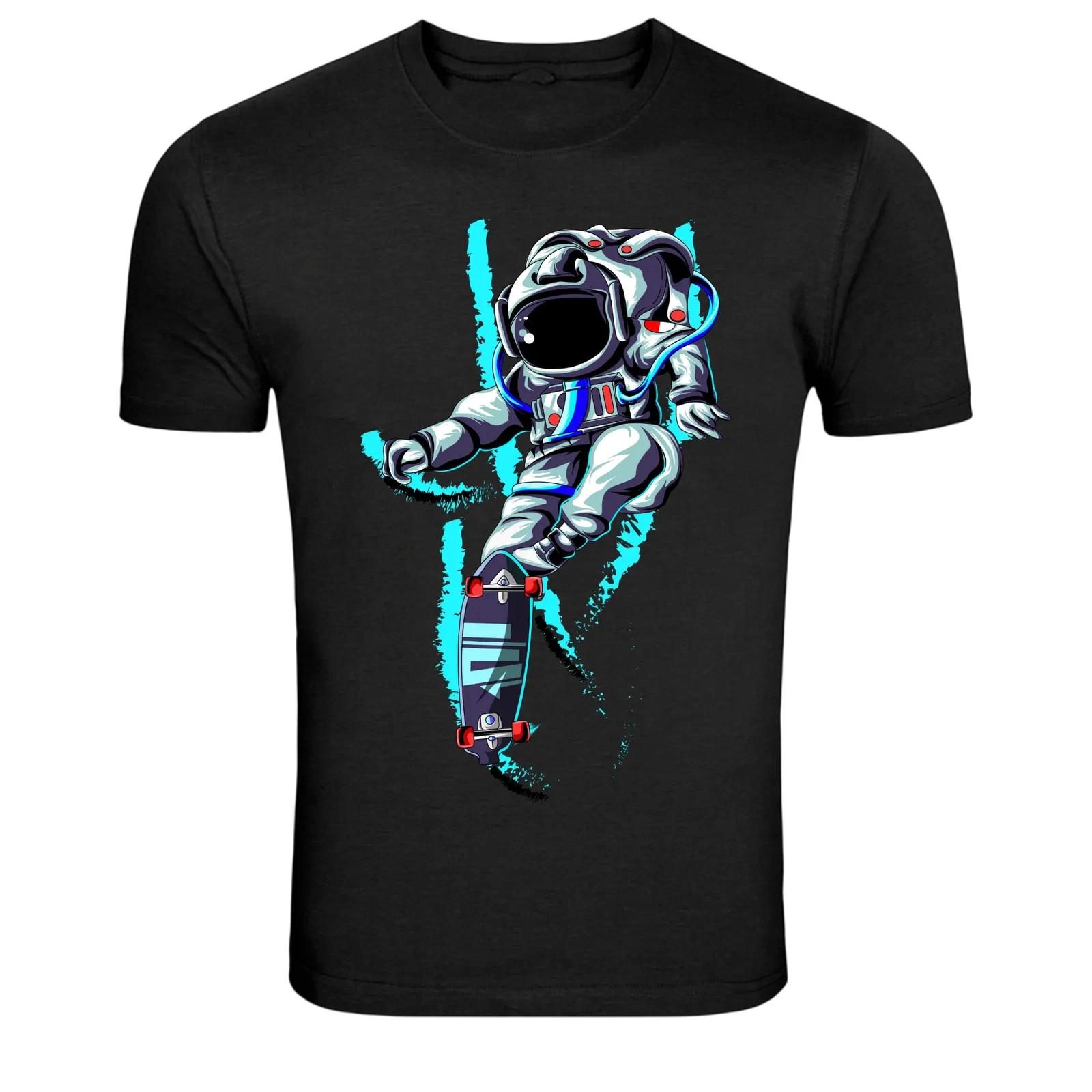 Астронавт Скейтборд Космический Скейтбордист Графическая Футболка 3XL