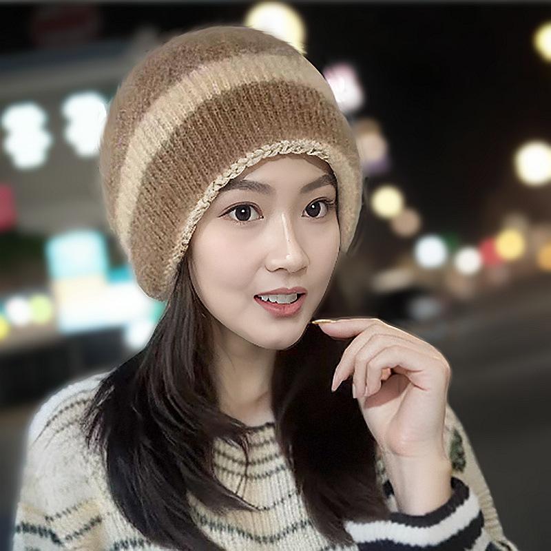 Women S Double Layer Slouchy Knit Hat Korean Style Warm Winter Hat
