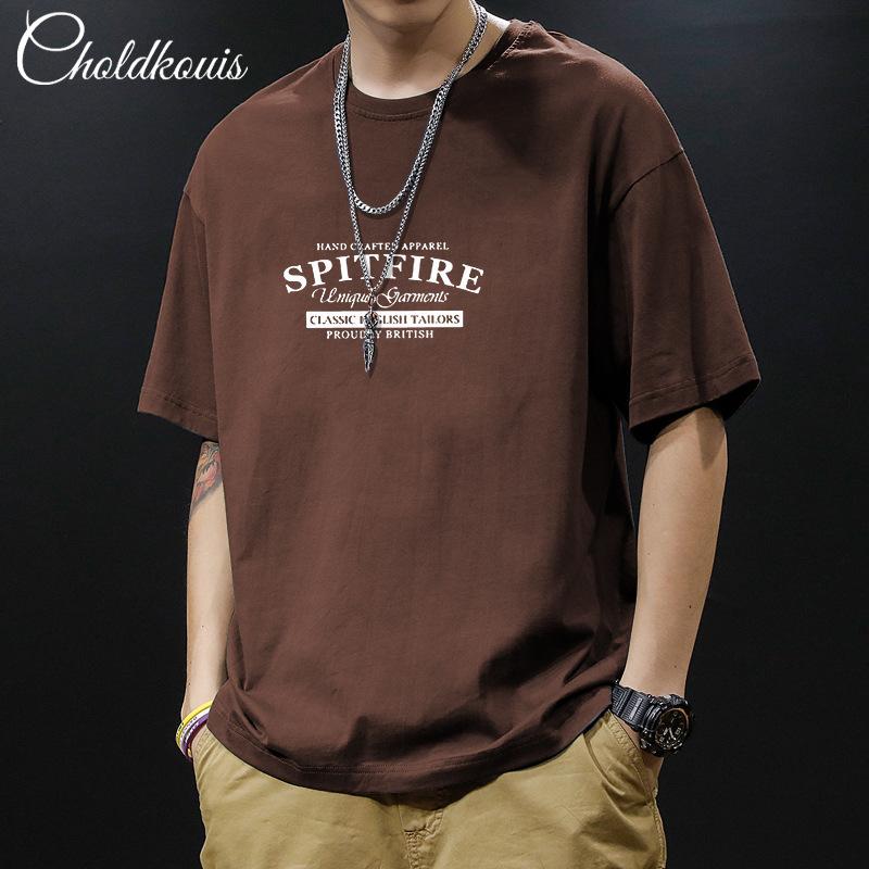 Simple T-shirt Men's print Summer Trendy Printed Cotton Short Sleeved Loose Trendy Breathable T-shirts