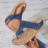 Zehensteg-Keilabsatz-Sandalen für Damen 2025 Sommer Dicke Sohle Strand-Slipper Frau Übergröße Mode Plateau Sandalias Mujer