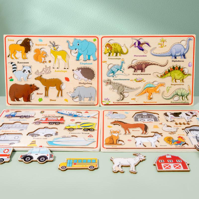 Bai Fen Bai Dolls And Toys Wooden Magnetic 3D Story Puzzle Baby Children Animal Dinosaur Traffic Cognition Early Education Educational Toys