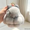 Bowknot Playing Dead Rabbit Keychain: Cute Plush Mini Bunny Bag Charm
