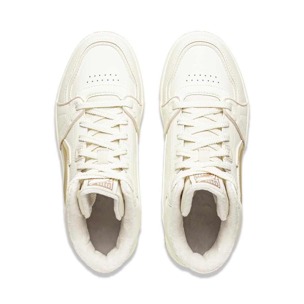 Li Ning Tianji HI Slip Resistant Cushioning Abrasion Resistant Mid Top Skateboard Shoes Women's Mother Of Pearl White AGCV340-5