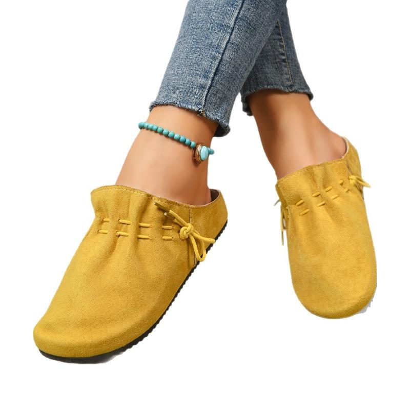 New Retro Women's Half-slipper Shoes with LACES and Thick-soled Soles