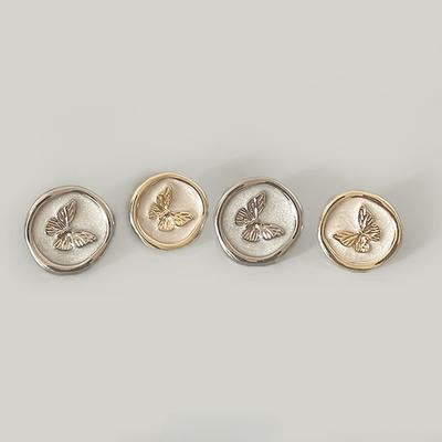 Retro-stil Sommerfugl Metal Knapper Sølv Pudder Runde Knapper Jakkesæt Jakke Top Uldfrakke Formelle Knapper