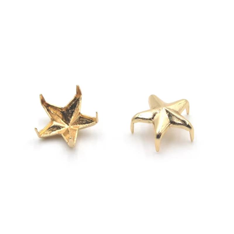 Star Rivets 7mm 10mm 15mm 20mm Gold Silver Buttons DIY Scrapbooking Embellishment Handmade Shoes Bags Fastener Brads Decors