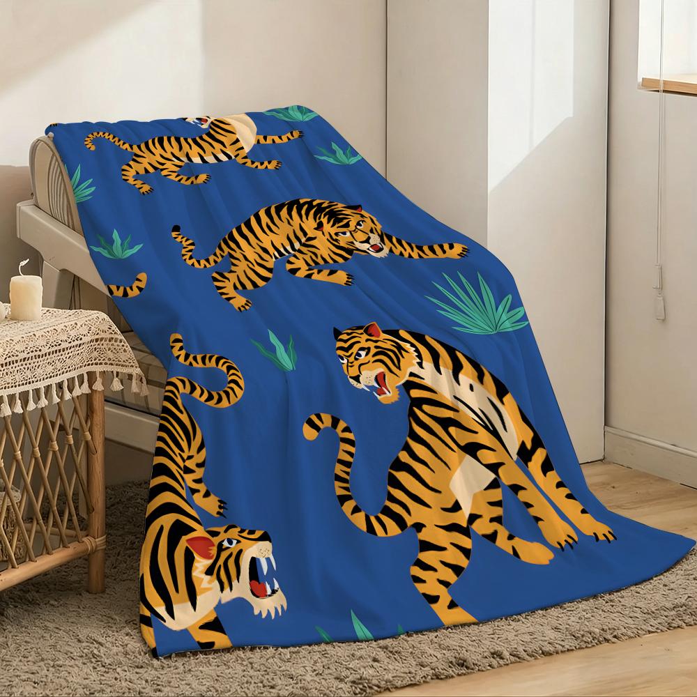 Tiger Throw Lightweight 240g Flannel Blanket Soft Skin-friendly for Summer Cooling