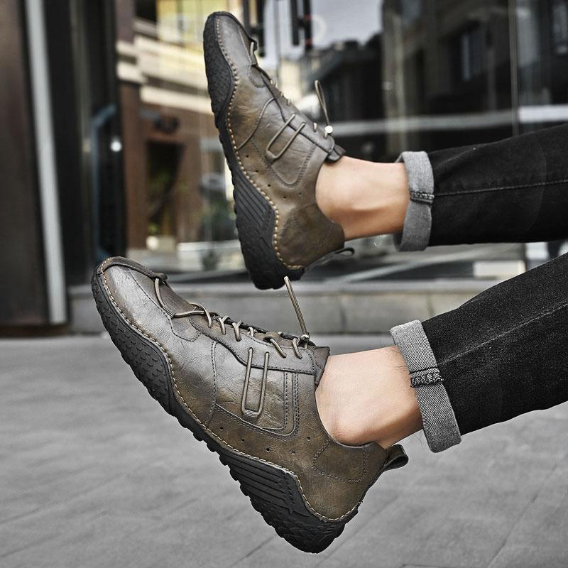 Fashion Shoes Men Leather High Quality Handmade Leather Shoes Men Lace Up Work Comfortable Casual Shoes Loafers Men Zapato De Hombre