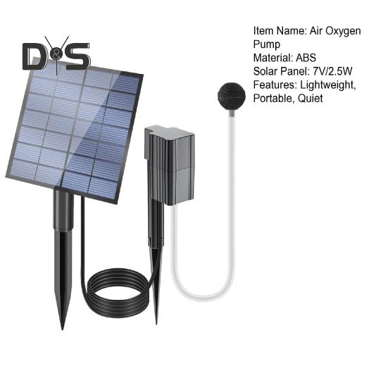 Solar Pond Oxygenator Aquarium Oxygen Aerator 2.5W Solar Air Oxygen Pump Fishing Aerator with Pipe Air Bubble Stone for Garden Pond Fish Tank Fishing