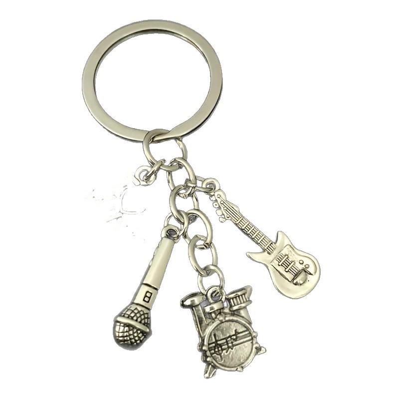 Cross-Border Fashion Music Instrument Keychain: Guitar & Drum Set Alloy Accessories Gift
