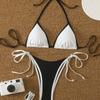 1011 New European and American Sexy Solid Color Lace-up Hottie Bikini, Women's Split Cute Triangular Beach