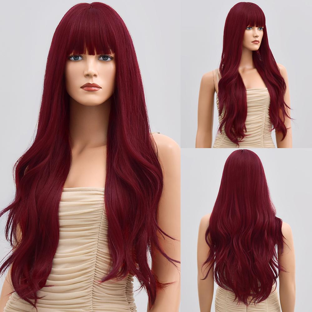 Synthetische Perücke für Frau, blau gefärbt, Ombre, langer Körper, Wasserwelle, Cosplay-Party, Lolita, 28 Zoll, hitzebeständige Nutural-Perücke