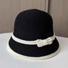 Dome contrasting knot knitted bucket hat summer seaside vacation sun hat ladies sun protection face hat