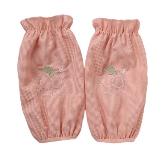 Cute Aesthetic Sleeve Covers Winter Stain Resistant Sleeves, Cherry Embroidery Print, Waffle Fabric Anti-dirty Arm Elastic Cuff Protectors for