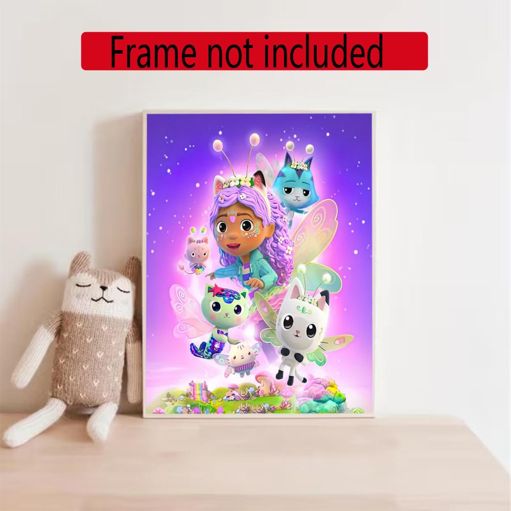 Cartoon Cute Gabbys Diamond Painting Round Diamond Mosaic Rhinestones Diamond Embroidery Craft Kit Wall Decor Without Frame