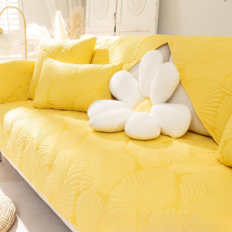 

Подушка для дивана Four Seasons Универсальная нескользящая подушка для сиденья Простой современный чехол для дивана Ткань Сплошной цвет Скандинавский подлокотник Спинка Полотенце 70*70CM жёлтый