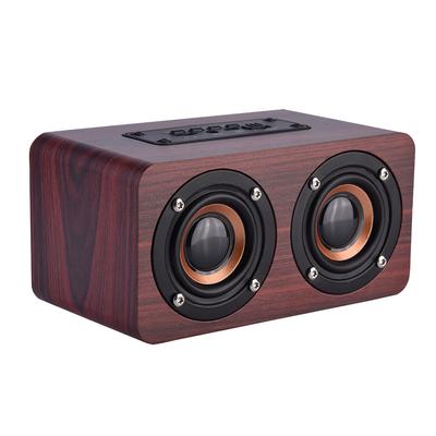 Mini Taşınabilir Ahşap Bluetooth Hoparlör Kablosuz Stereo Yüksek Sesli Hoparlörler 2 Korna ile Kırmızı Ahşap