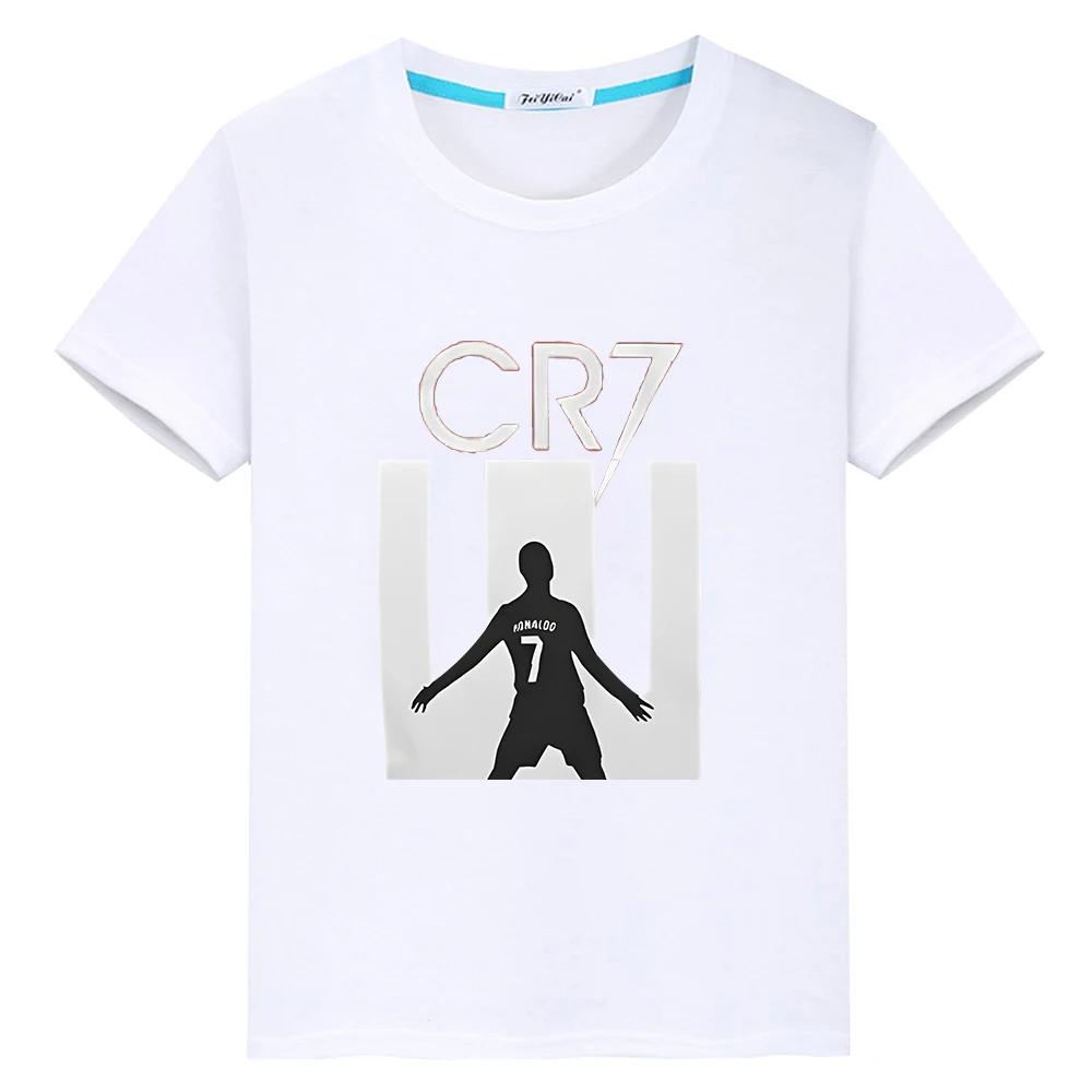 Football fan CR7 t shirt for kids boy 10years 100%Cotton anime Short y2k one piece Ronaldo print Tops pride tshirt kids clothes girls Fun Cute T-shirt