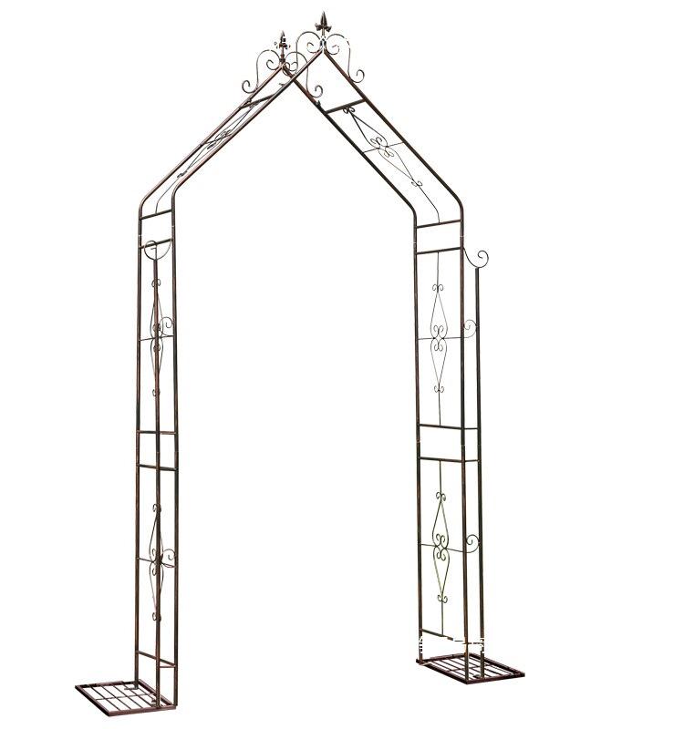 American Wrought Iron Garden Arch Flower Stand & Climbing Frame with Base Tray for Terrace and B&B Decor