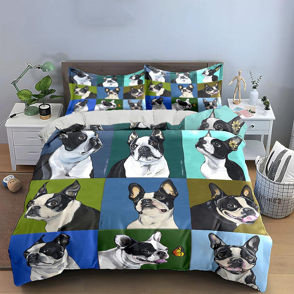 French Bulldog Portrait Set Bedding Duvet Cover Set Duvet Cover Pillowcases  (1*Duvet Cover 2*Pillowcases, without duvet insert)