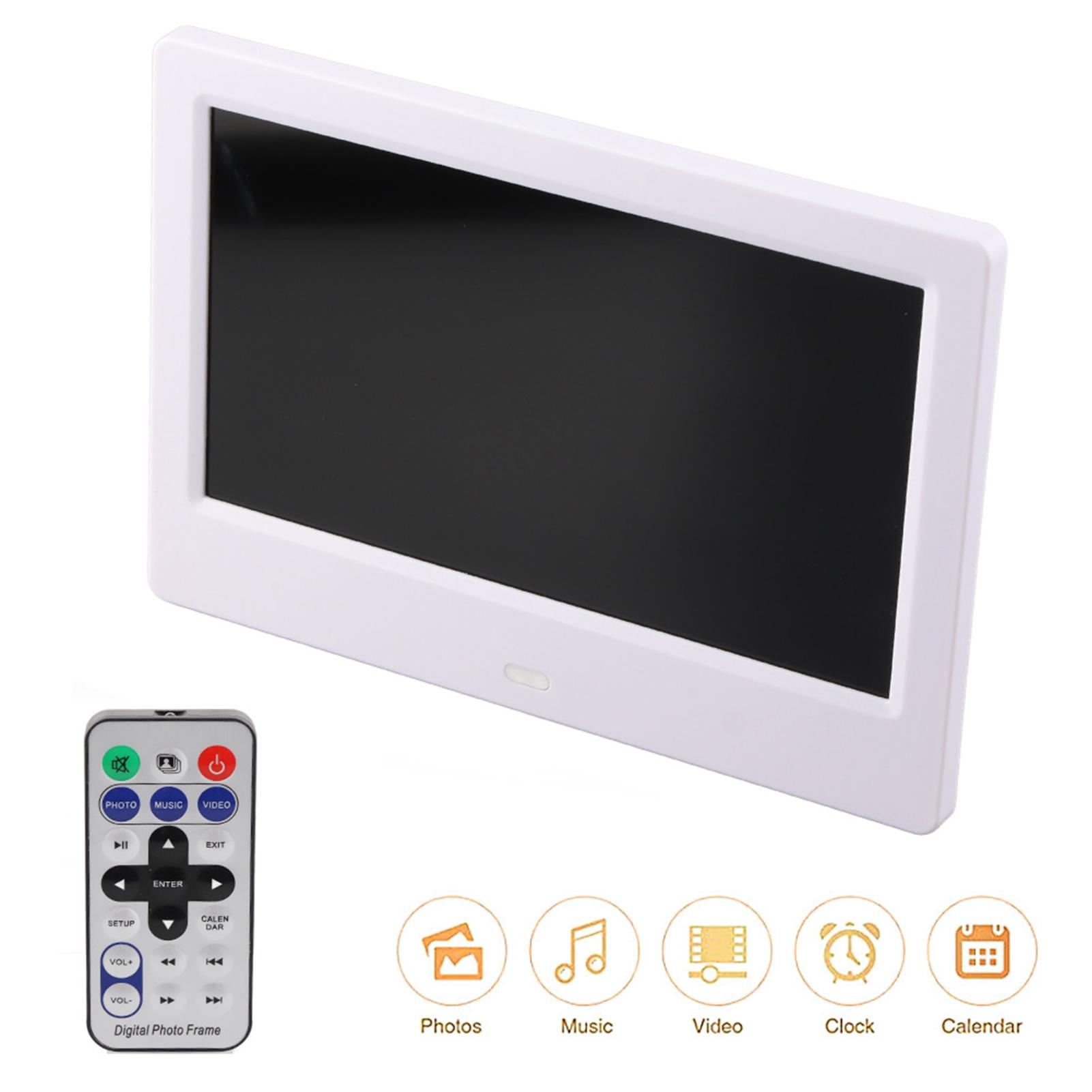 

Цифровая фоторамка белая 7-дюймовый IPS экран 1024x600 HD электронный альбом с датчиком тела 16:9Белый ЕС UK Plug белый
