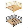 Napkin Holder Flat Dispenser Decoration Iron Stylish Paper Wood Base for Hotel Cafe