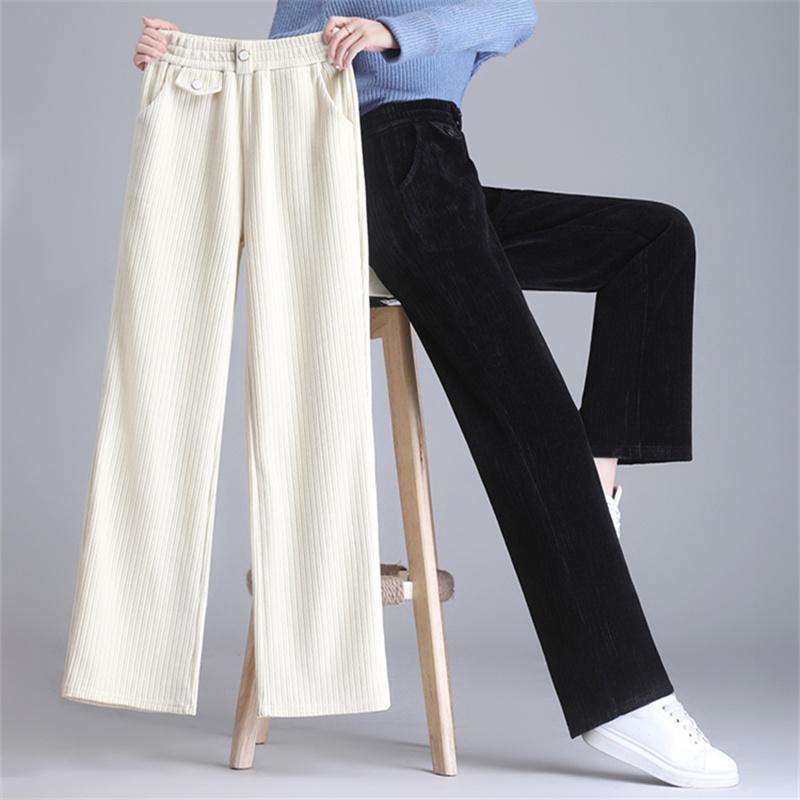 

Осень-зима 2022, широкие брюки, утепленные, теплые, с высокой талией, свободные, модные, повседневные, вельветовые брюки, женские уличные брюки