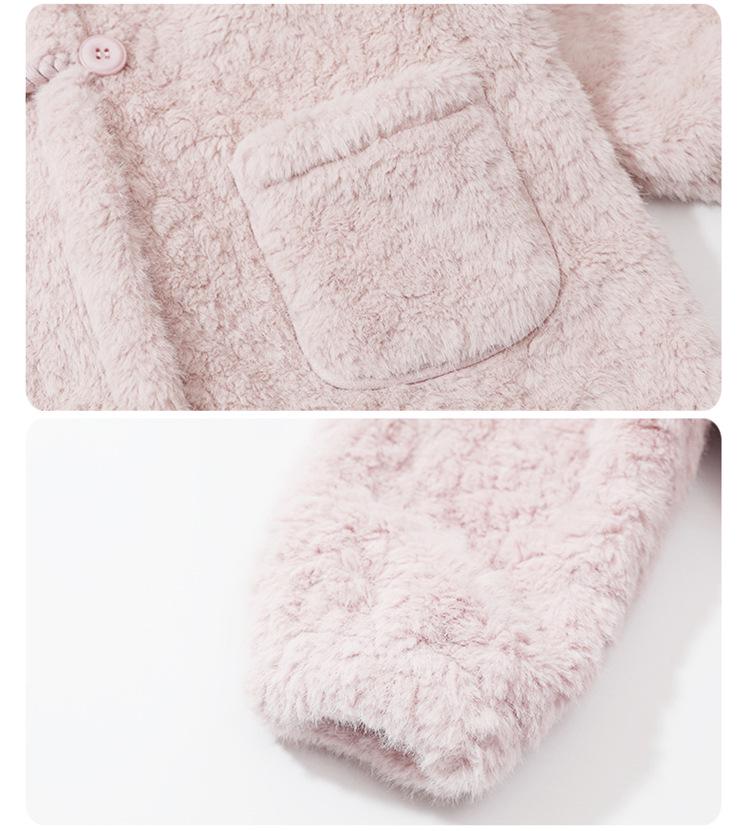 2025 Girls' Fleece-lined Lambswool Coat - Stylish Autumn/Winter Sweater for Kids